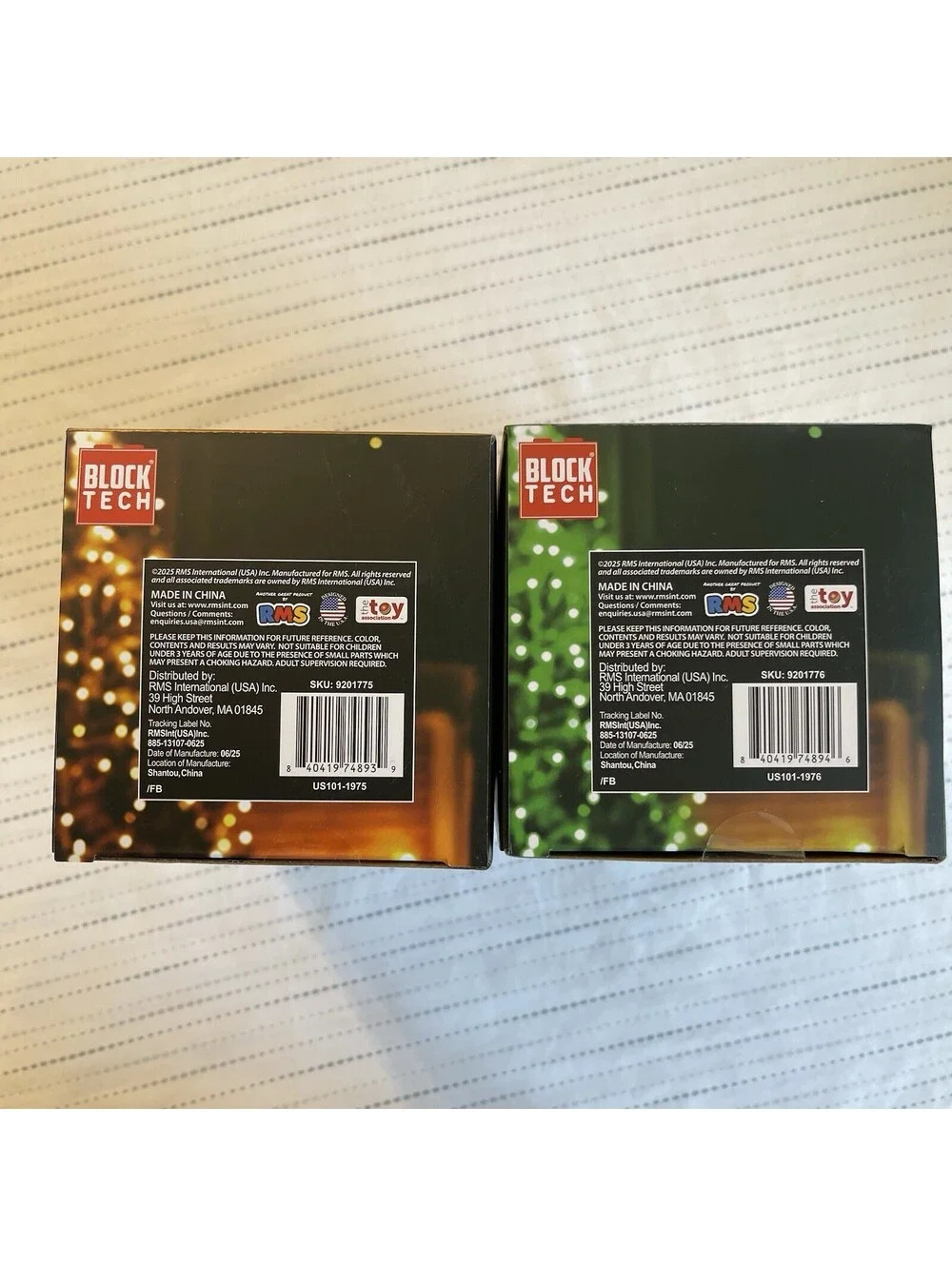 GOLD & GREEN CHRISTMAS TREE SNOW GLOBE BlockTech LED Lighted Brick Set RMS